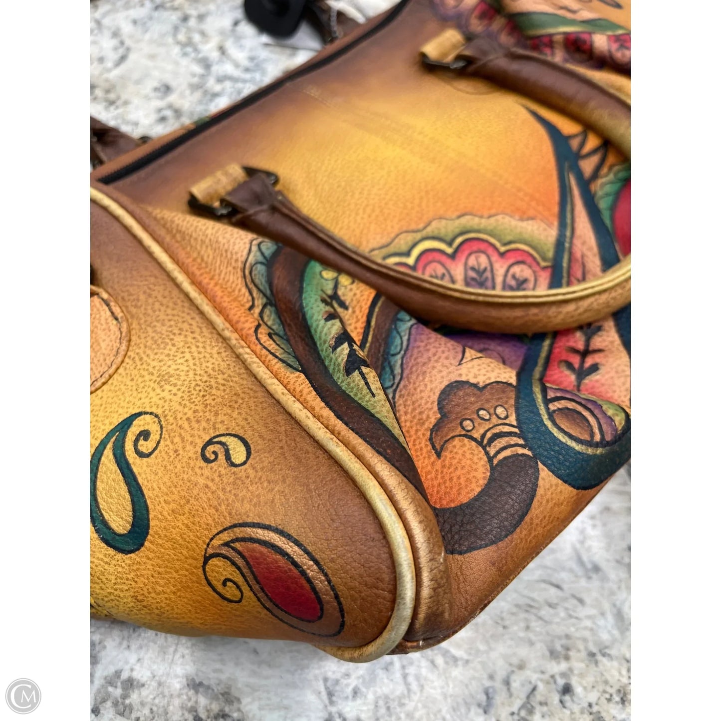 Handbag Leather By Anuschka, Size: Medium