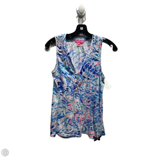 Top Sleeveless Designer By Lilly Pulitzer In Blue & Pink, Size: Xs