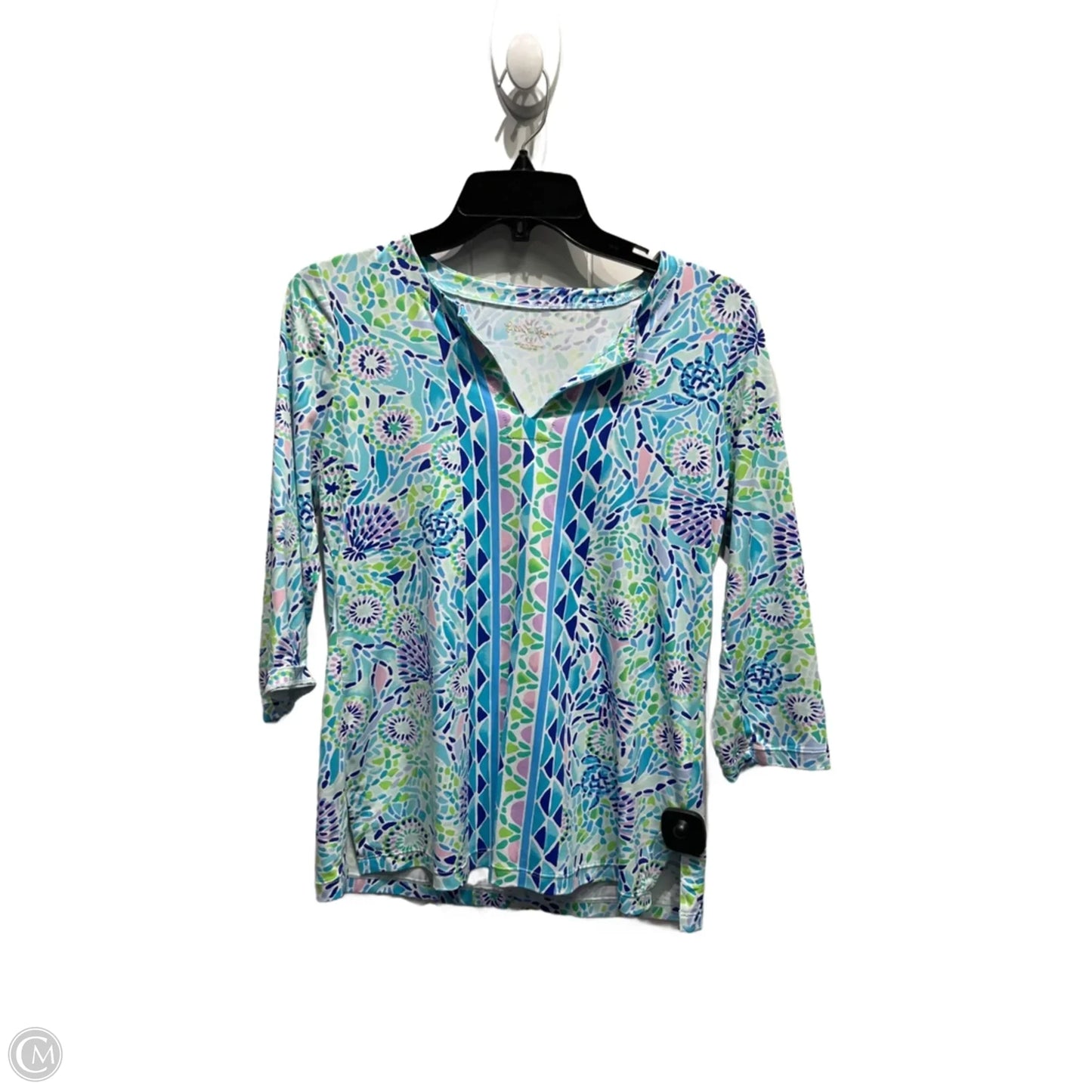Top 3/4 Sleeve Designer By Lilly Pulitzer In Blue & Green, Size: Xs