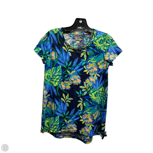 Top Short Sleeve Designer By Lilly Pulitzer In Blue & Green, Size: Xxs