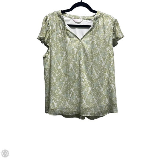 Top Short Sleeve By Lc Lauren Conrad In Green & White, Size: Xl