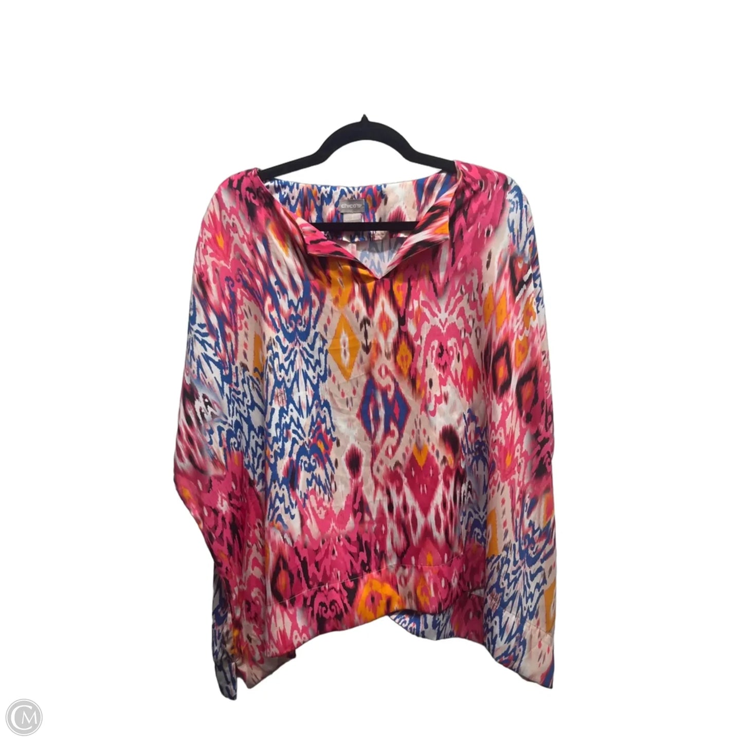Top Short Sleeve By Chicos In Orange & Pink, Size: Xl