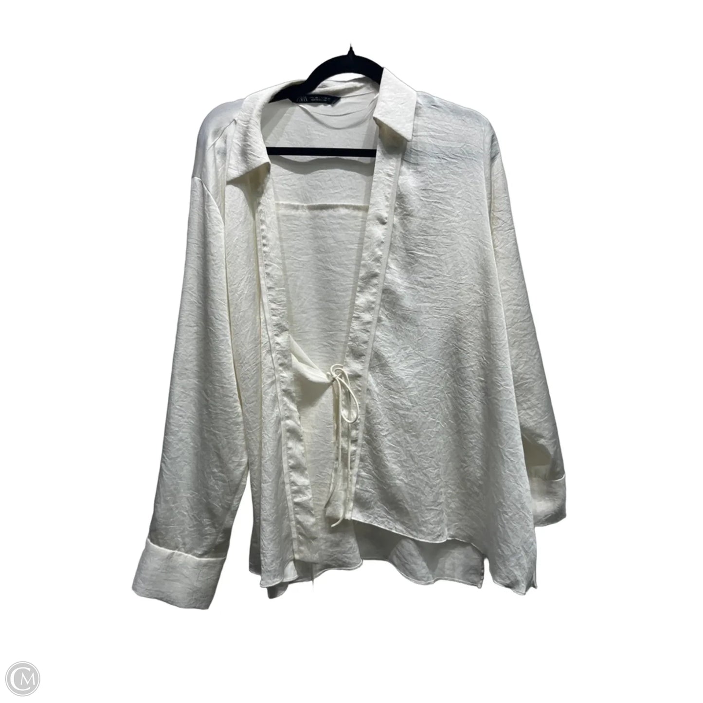 Blouse Long Sleeve By Zara In Ivory, Size: L