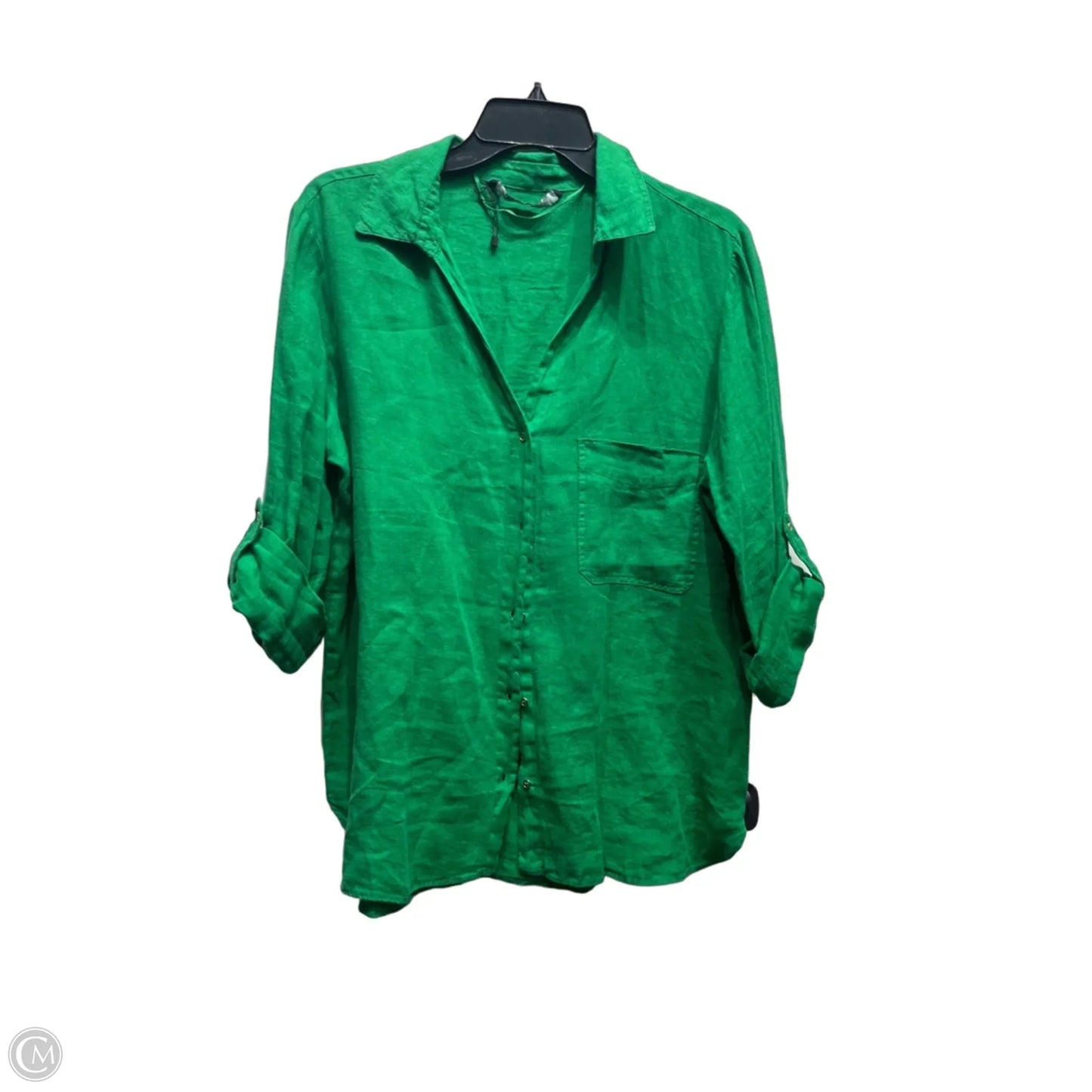 Top 3/4 Sleeve By Zara In Green, Size: Xl