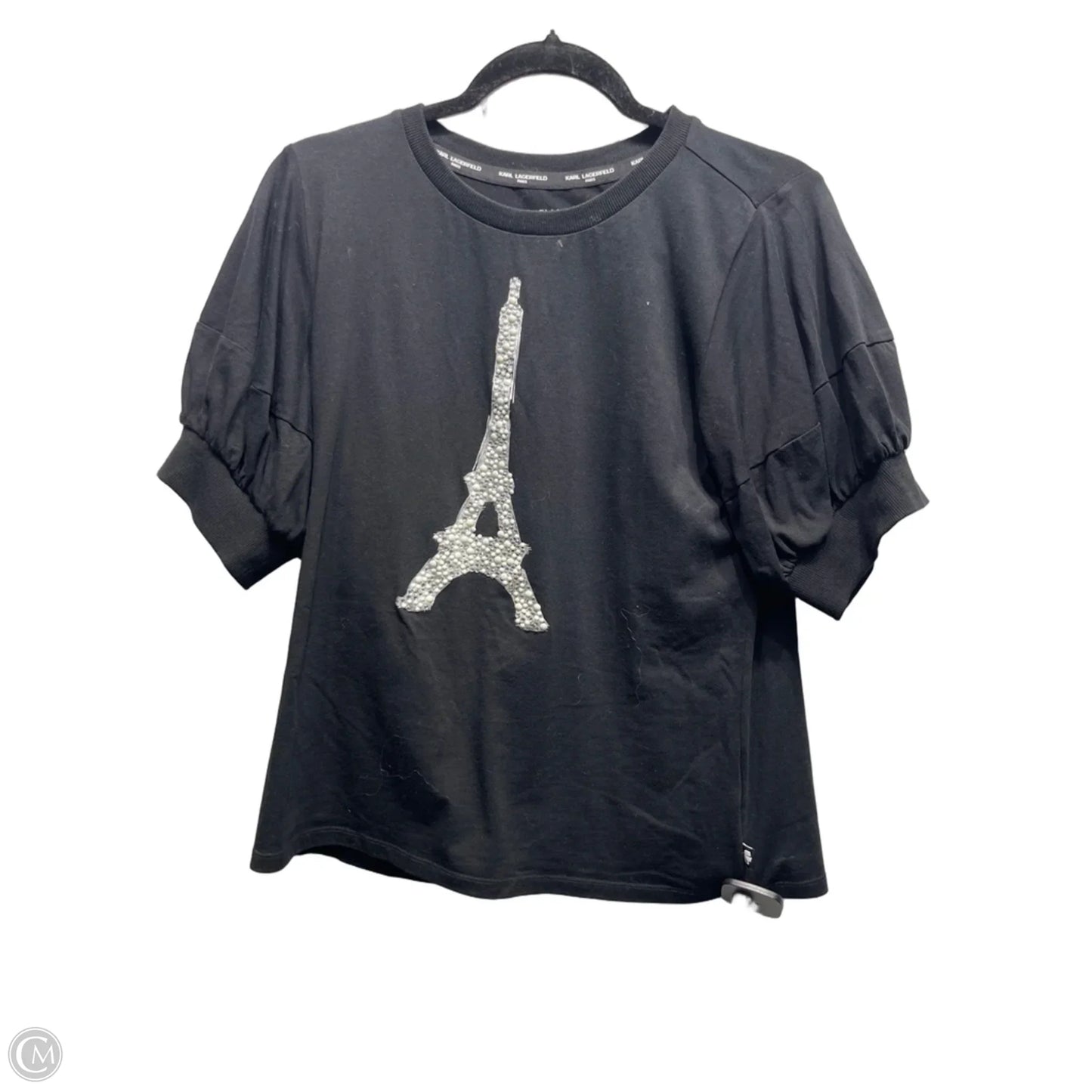 Top Short Sleeve Designer By Karl Lagerfeld In Black & White, Size: S