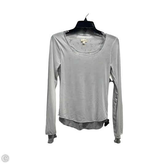 Top Long Sleeve By Hem & Thread In Grey & White, Size: M