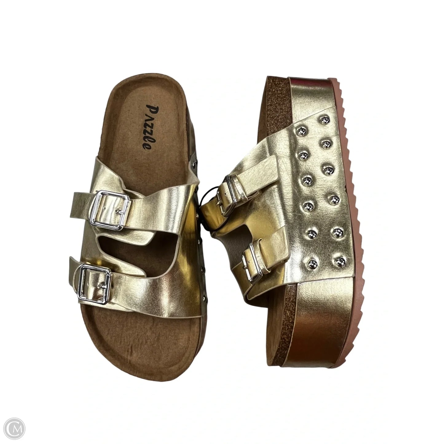 Sandals Heels Wedge By PAZZLE In Gold, Size: 9
