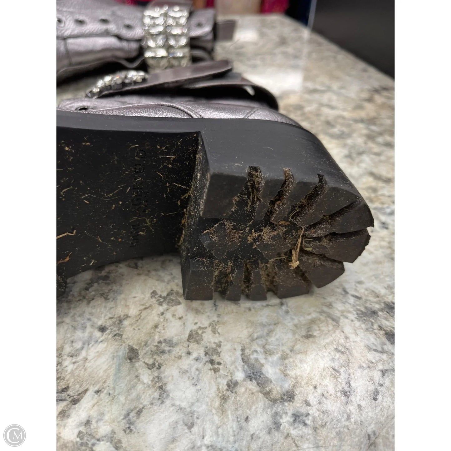 Boots Designer By Karl Lagerfeld In Silver, Size: 8.5