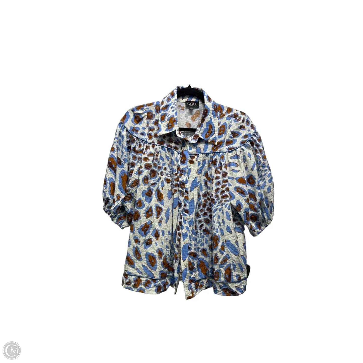 Blouse Short Sleeve By Gigio In Blue & Tan, Size: S