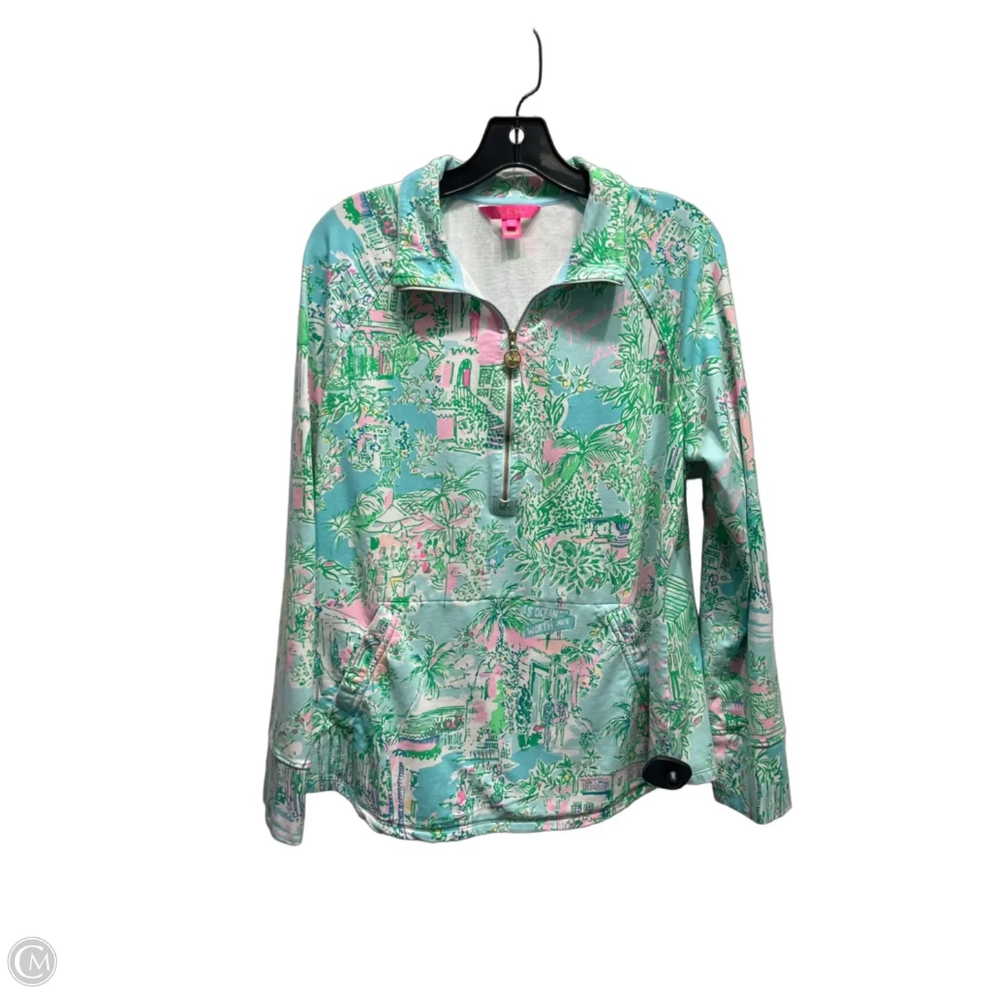 Top Long Sleeve Designer By Lilly Pulitzer In Green & Pink, Size: L