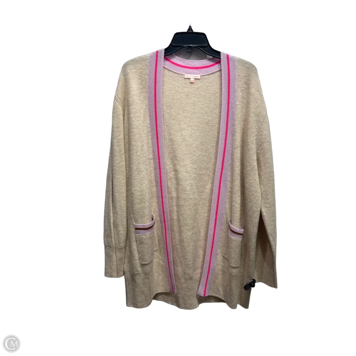 Sweater Cardigan By lisa todd  In Cream & Purple, Size: L