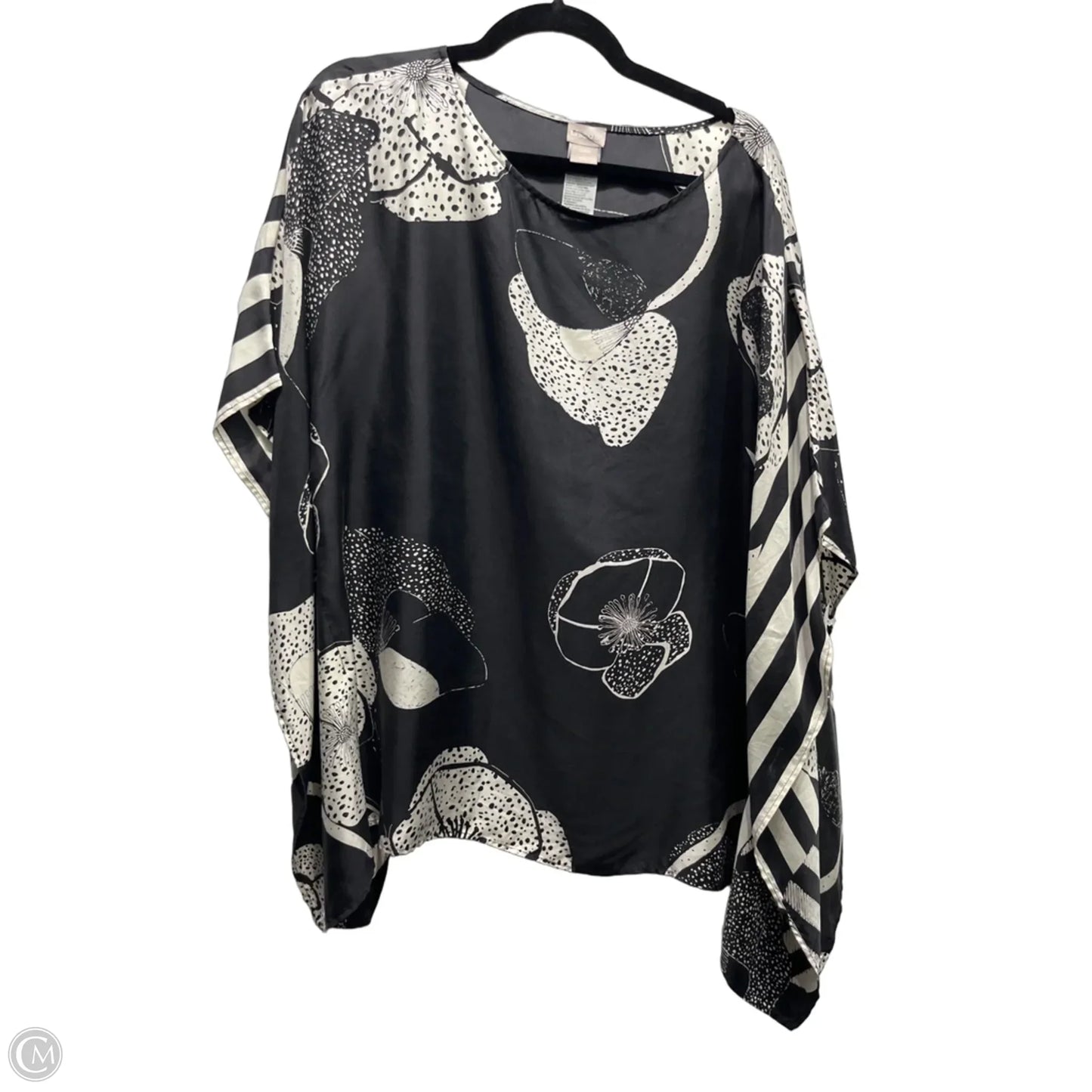 Blouse Short Sleeve By Chicos In Black & White, Size: M