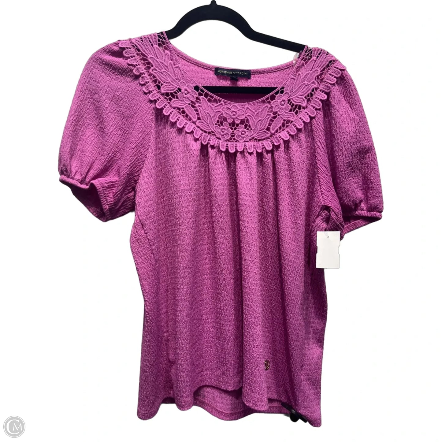 Top Short Sleeve By Adrienne Vittadini In Purple, Size: Xl