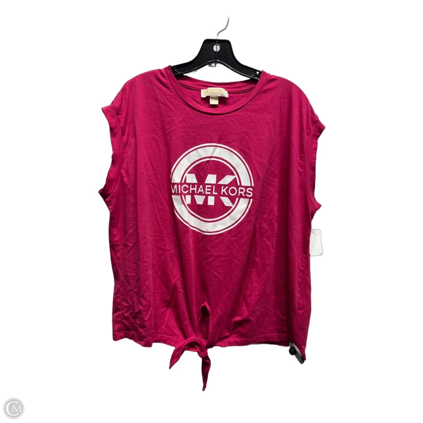 Top Short Sleeve By Michael By Michael Kors In Pink & White, Size: Xl