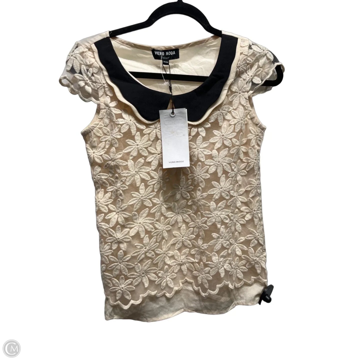 Top Short Sleeve By Vero Moda In Black & Tan, Size: S
