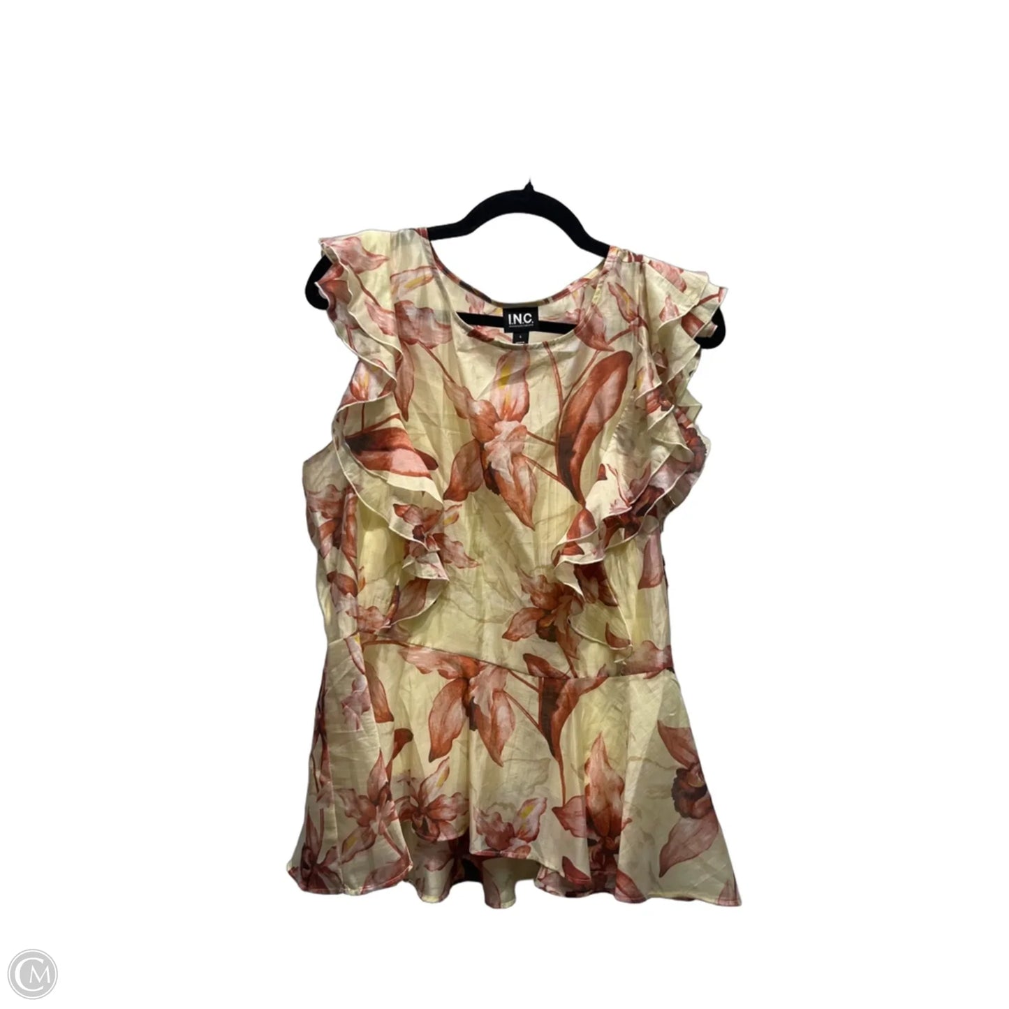 Blouse Short Sleeve By Inc In Orange & Yellow, Size: L