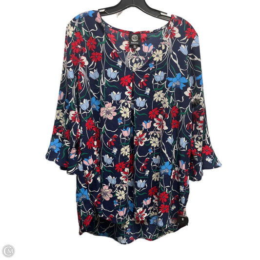 Top Long Sleeve By Bobeau In Blue & Red, Size: M