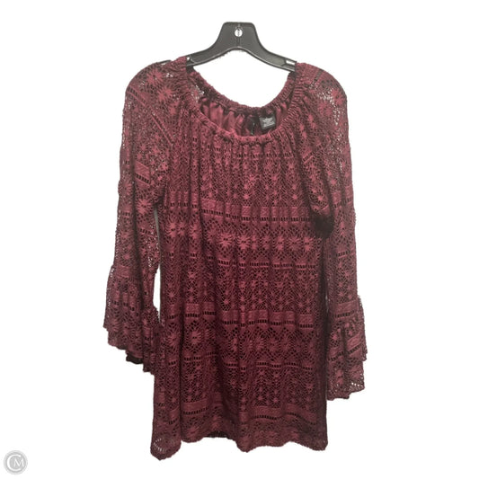 Top Long Sleeve By New Directions In Maroon, Size: S