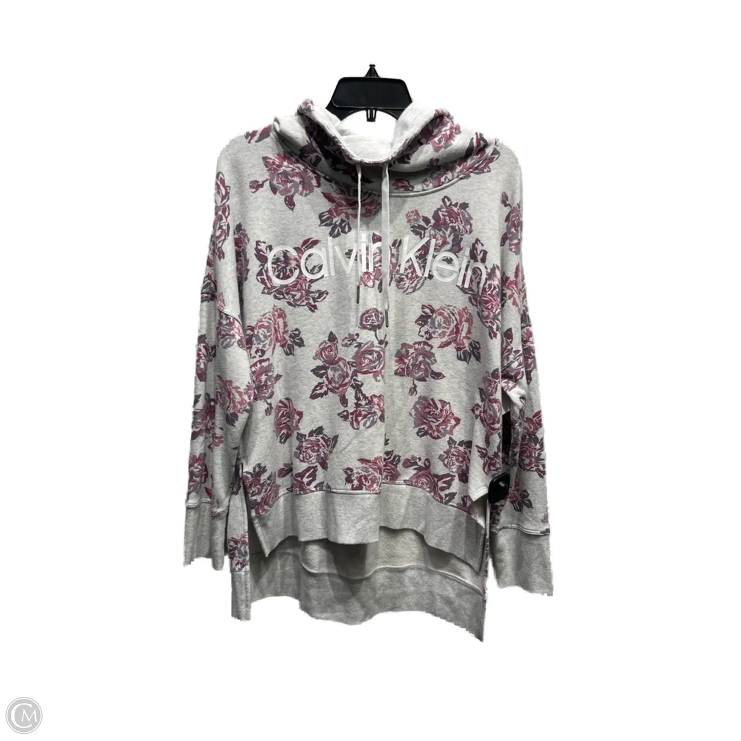 Sweatshirt Collar By Calvin Klein In Grey & Purple, Size: L