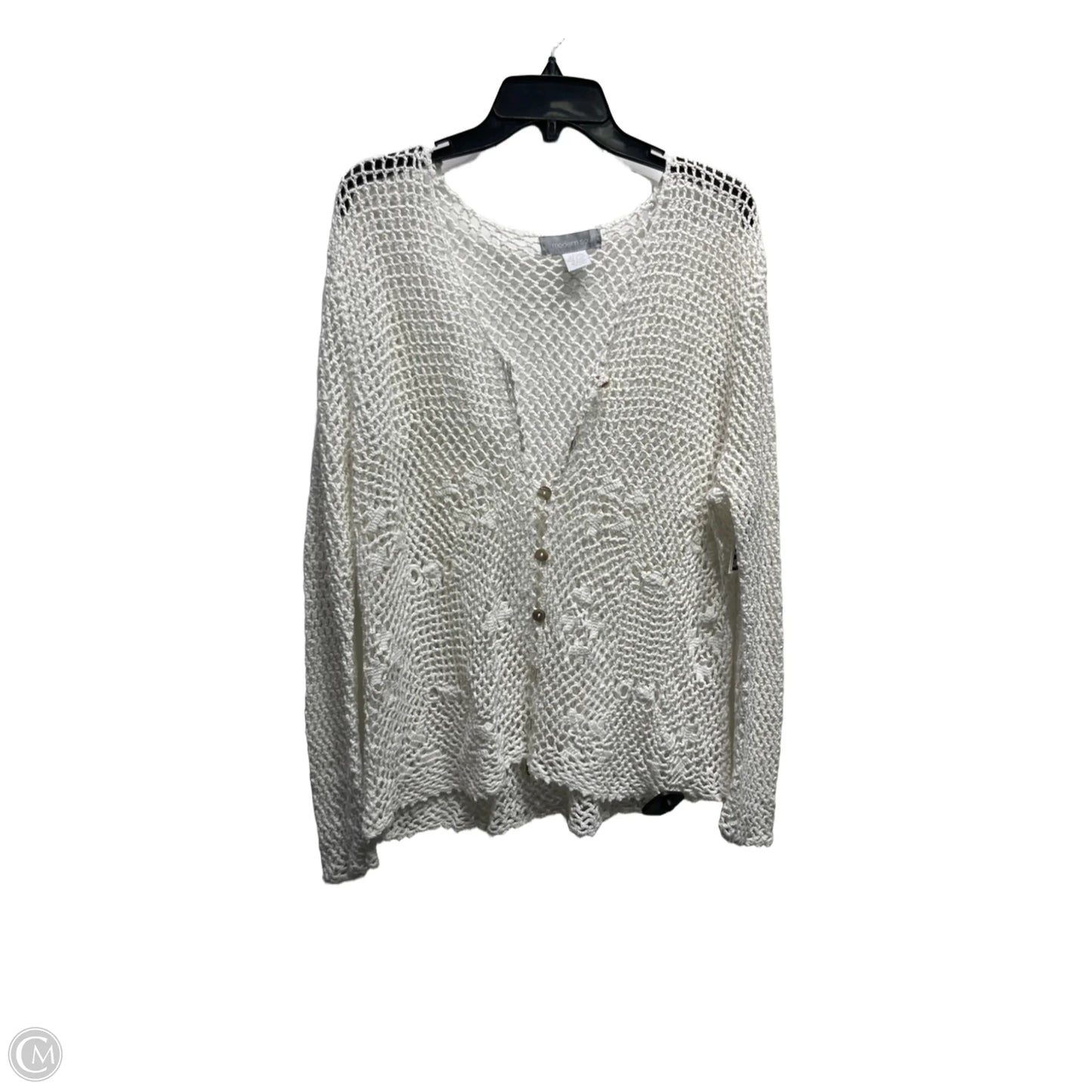 Cardigan By Clothes Mentor In White, Size: 2x