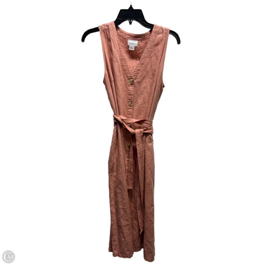 Dress Casual Midi By Liz Claiborne In Peach, Size: M