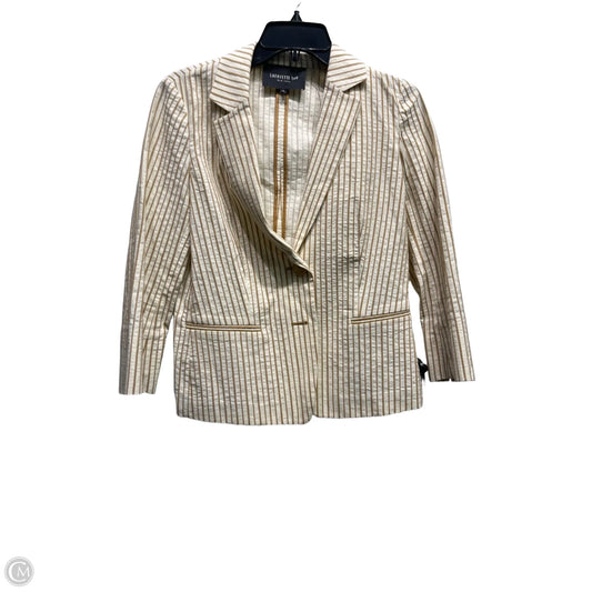 Blazer Designer By Lafayette 148 In Cream & Tan, Size: 2