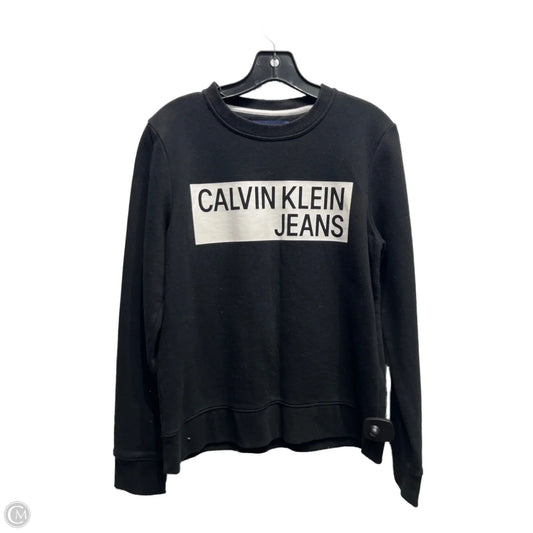 Sweatshirt Crewneck By Calvin Klein In Black & White, Size: S