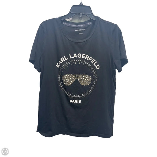Top Short Sleeve Designer By Karl Lagerfeld In Black & White, Size: L