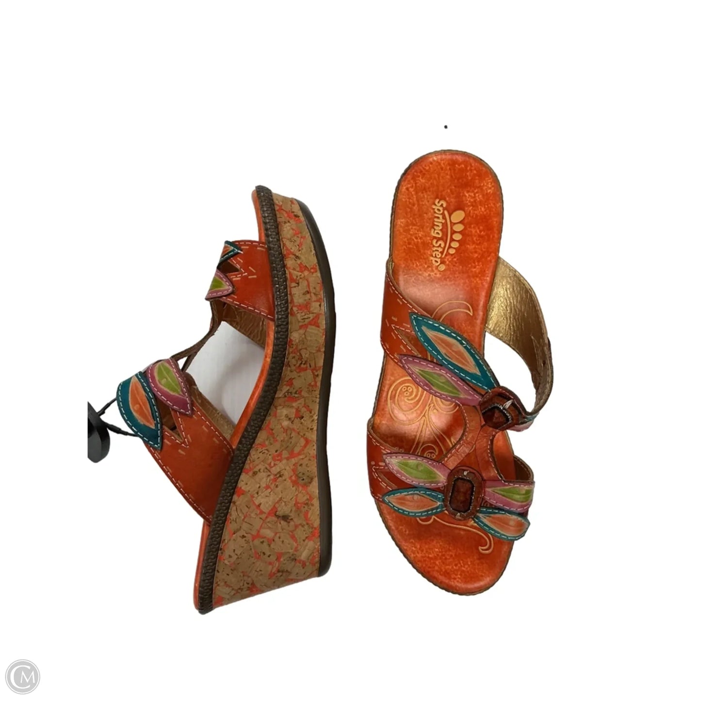 Sandals Heels Wedge By Spring Step In Orange, Size: 8.5