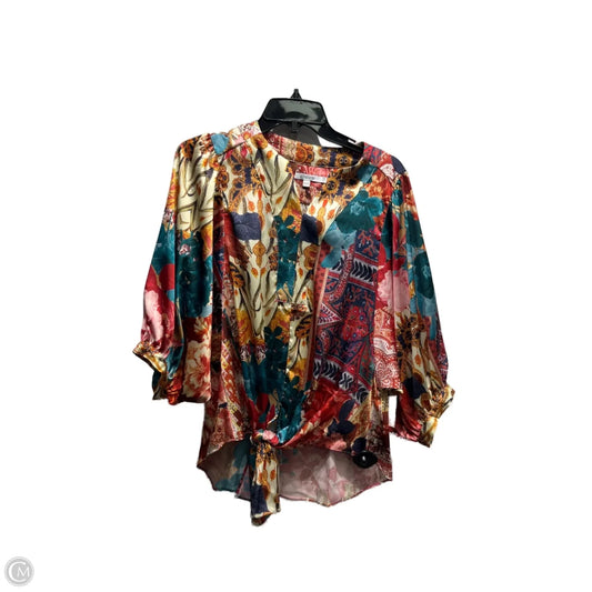Blouse Long Sleeve By Chicos In Green & Orange, Size: L