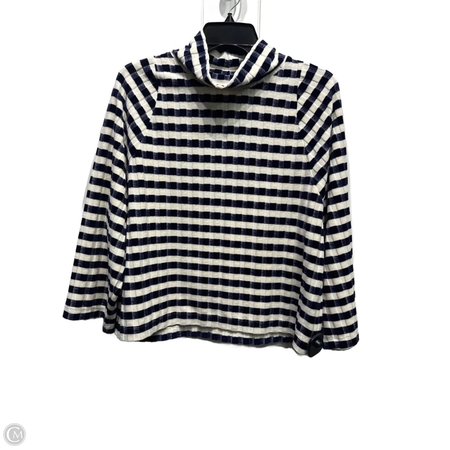 Top Long Sleeve By Madewell In Blue & Cream, Size: S