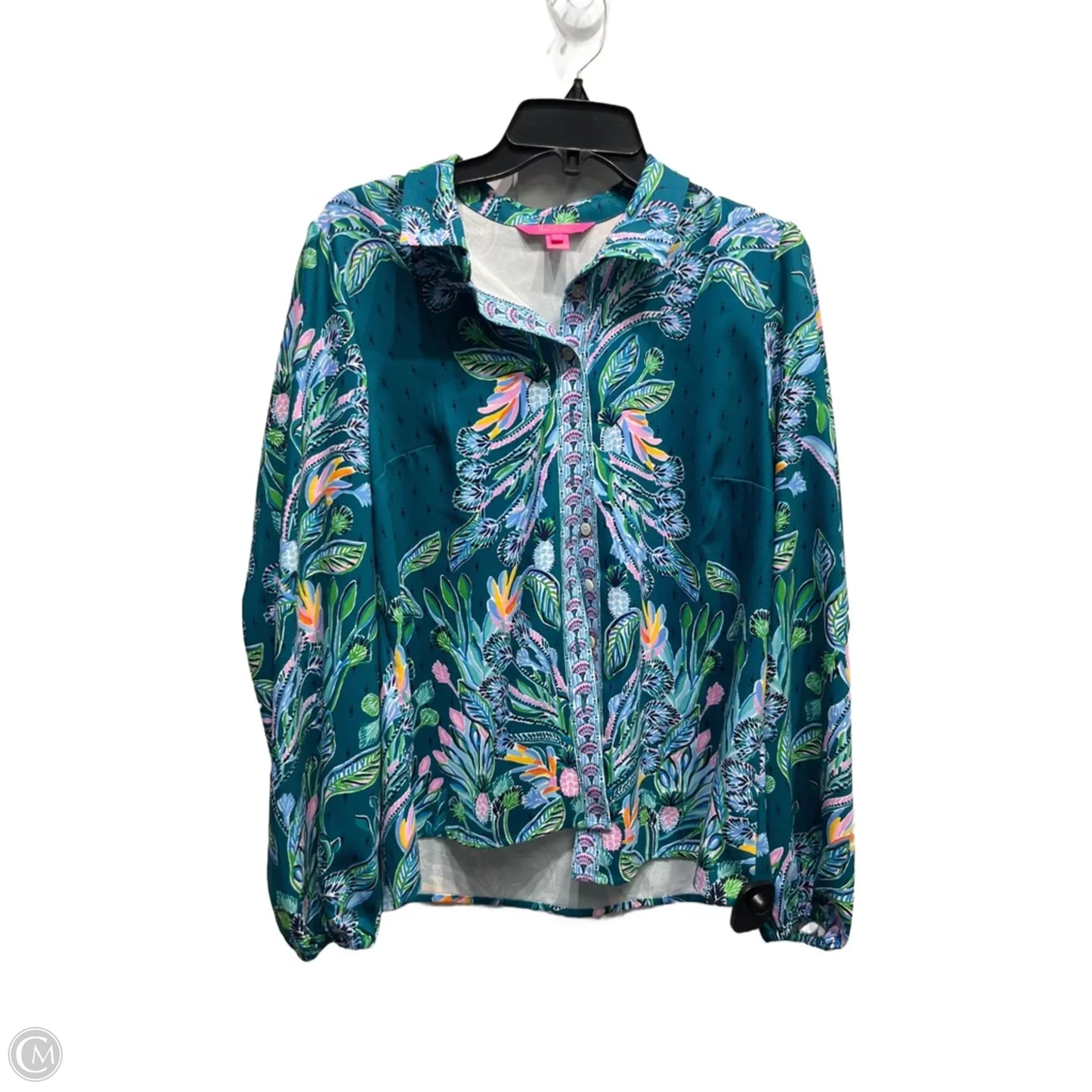 Blouse Designer By Lilly Pulitzer In Green & Pink, Size: M