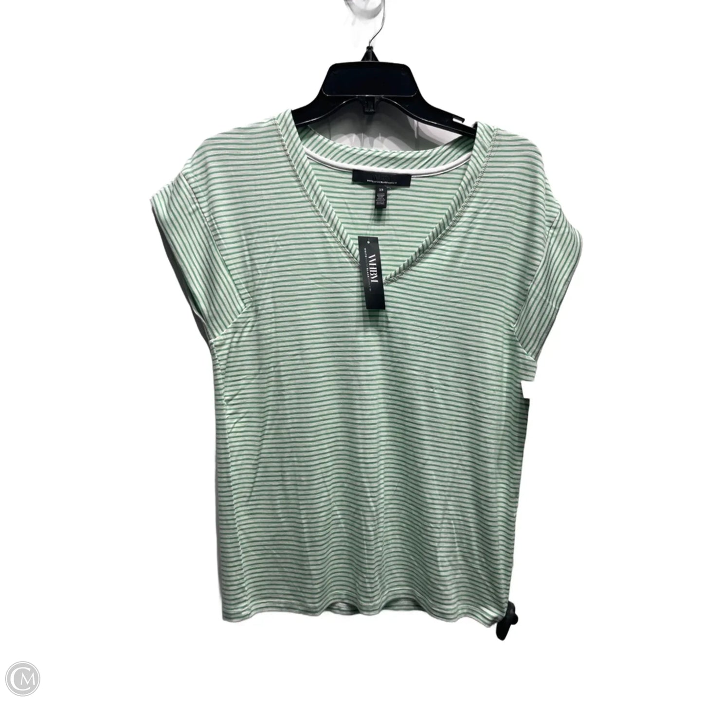 Top Short Sleeve By White House Black Market In Green & White, Size: Xs