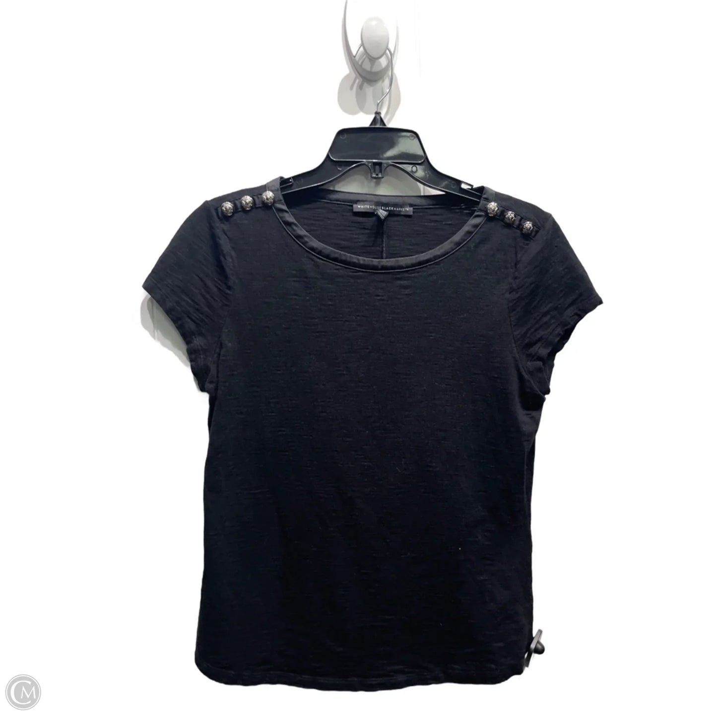 Top Short Sleeve By White House Black Market In Black, Size: M