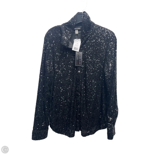 Blouse Long Sleeve By Cable And Gauge In Black, Size: M