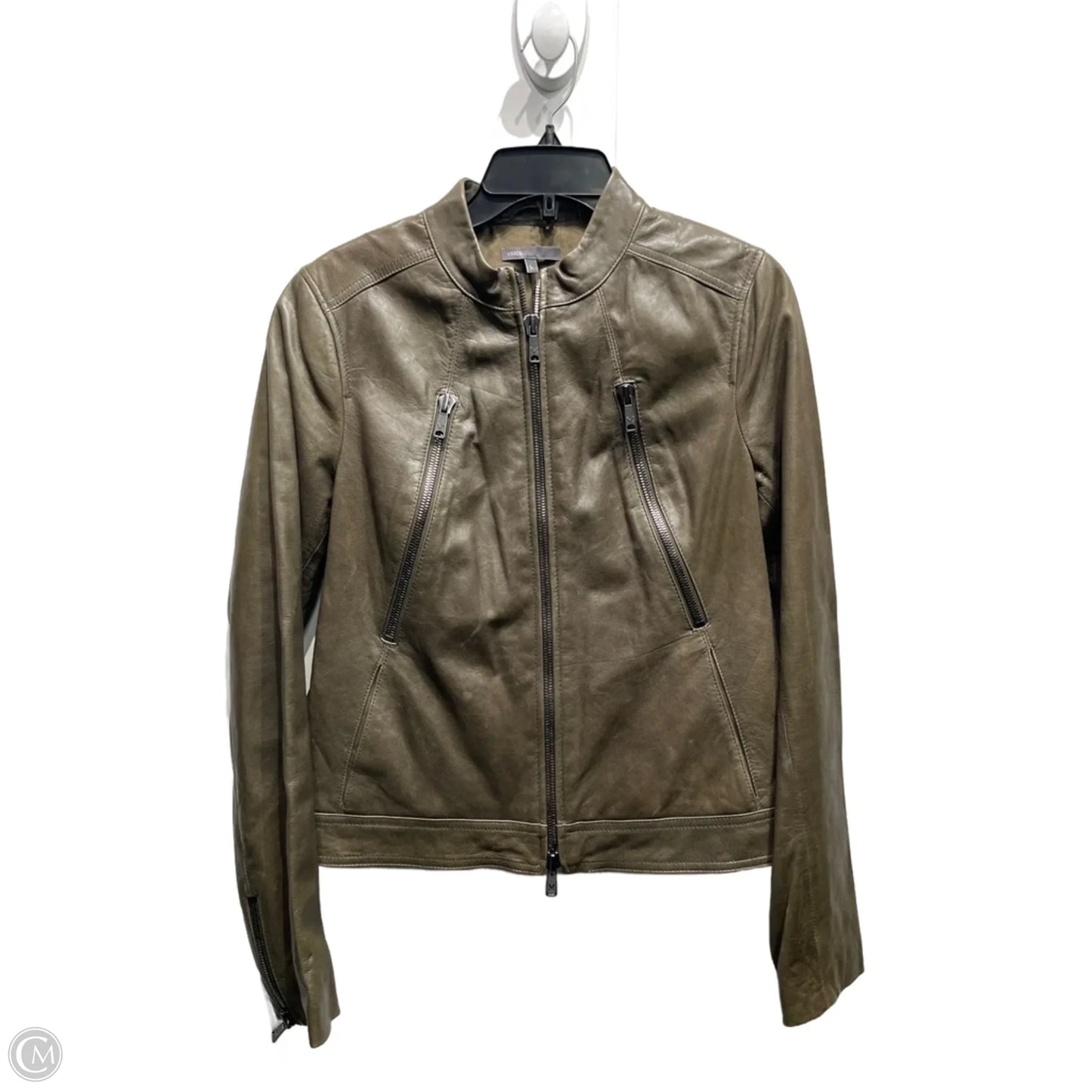 Jacket Leather By Vince In Green, Size: L