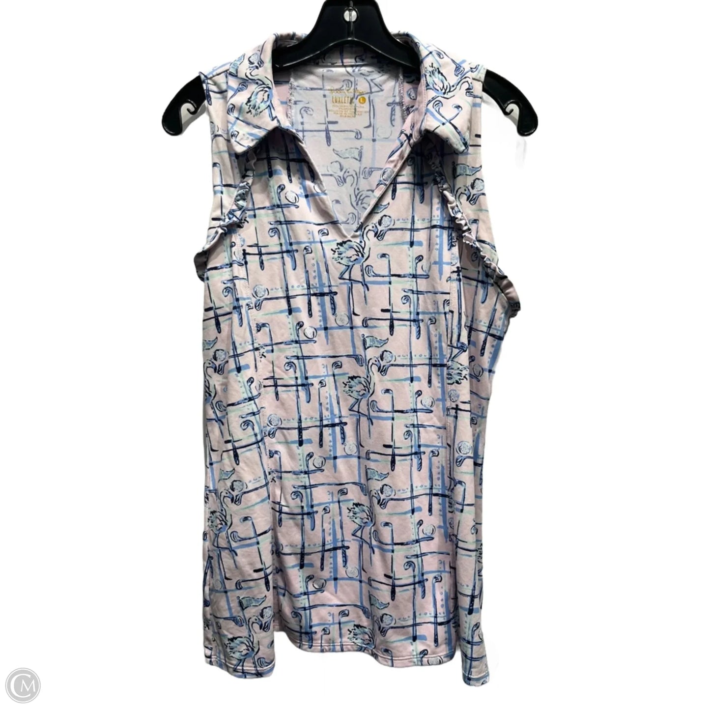 Top Sleeveless Designer By Lilly Pulitzer In Blue & Pink, Size: L