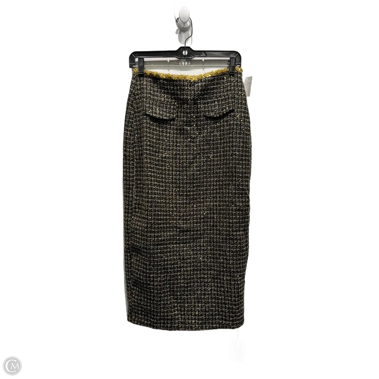 Skirt Midi By Clothes Mentor In Black & Gold, Size: M
