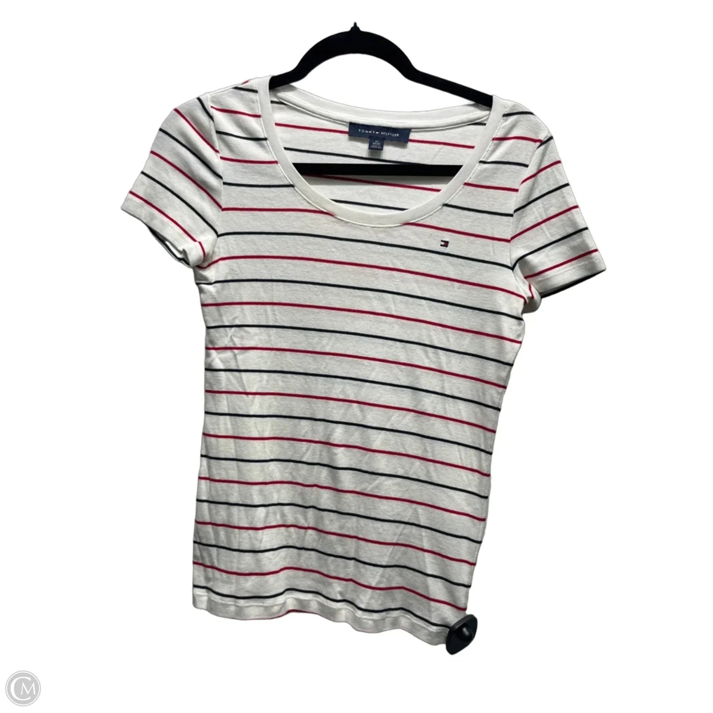 Top Short Sleeve Basic By Tommy Hilfiger In Red & White, Size: Xs