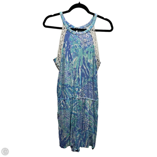 Romper Designer By Lilly Pulitzer In Blue & White, Size: M