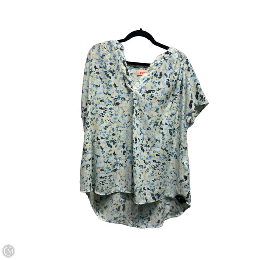Top Short Sleeve By Evri In Blue & Yellow, Size: 1x