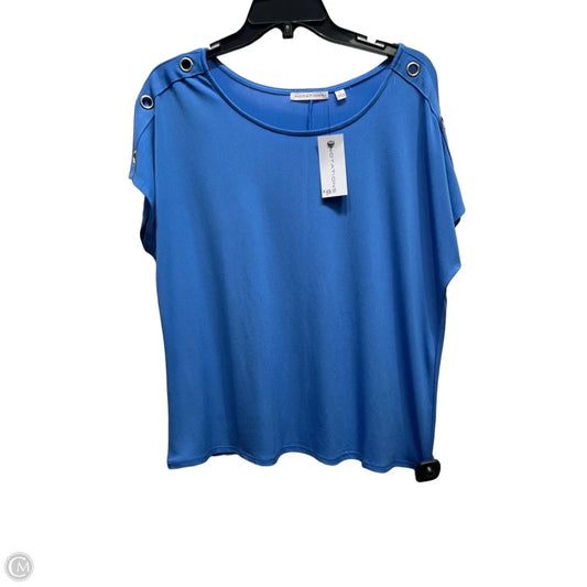 Top Short Sleeve By Notations In Blue, Size: L