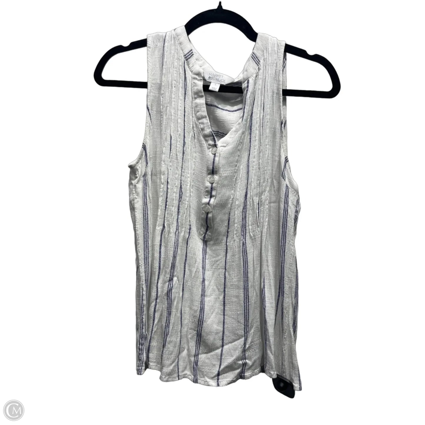 Top Sleeveless By Market & Spruce In Blue & White, Size: L