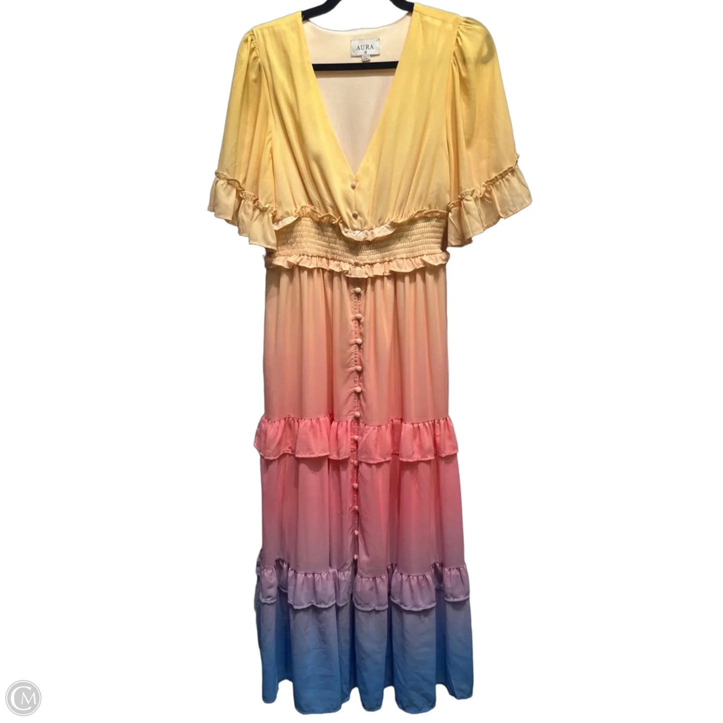 Dress Casual Maxi By Aura In Orange & Yellow, Size: M