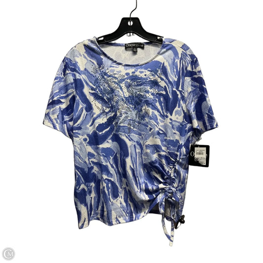 Top Short Sleeve By Onque In Blue & White, Size: L