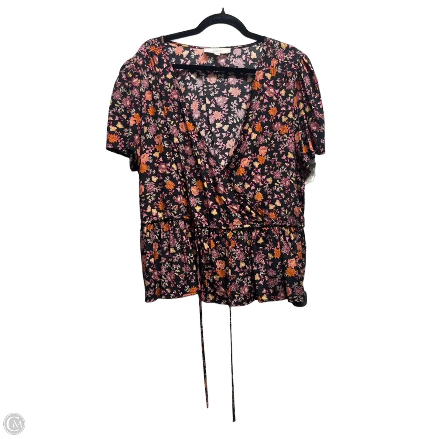Top Short Sleeve By Loft In Orange & Pink, Size: Xl