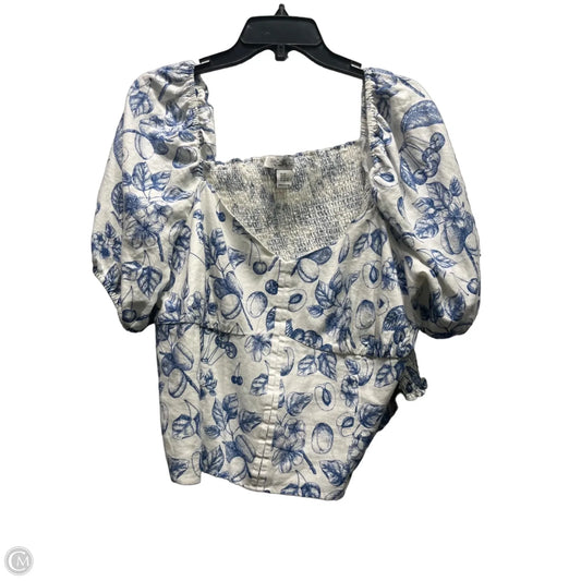 Top Short Sleeve By Rachel Zoe In Blue & White, Size: 2x
