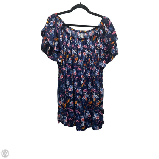 Top Short Sleeve By Terra & Sky In Blue & Pink, Size: 2x
