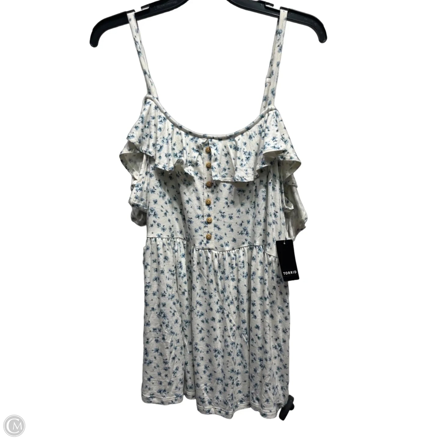 Top Sleeveless By Torrid In Blue & White, Size: 1x