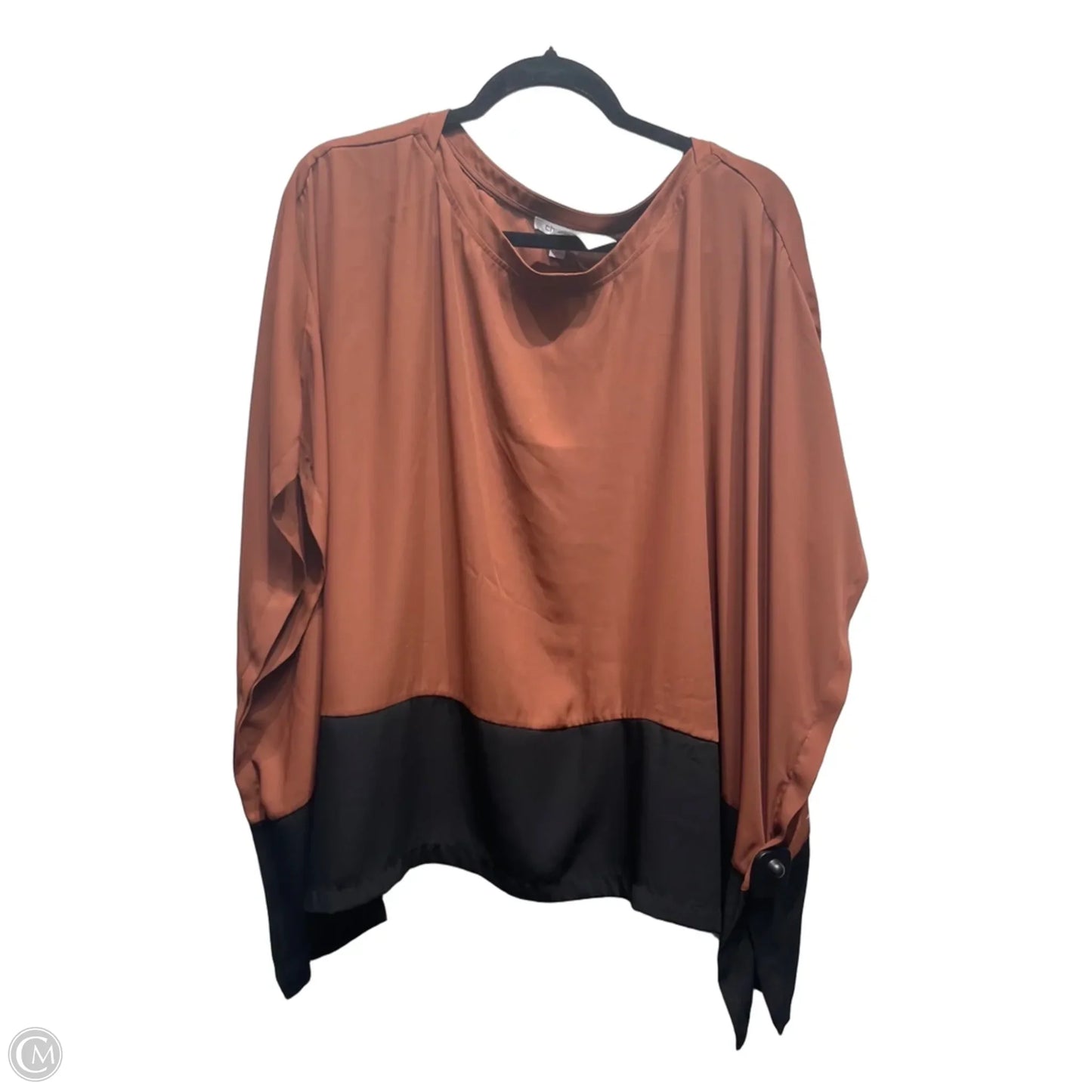 Blouse Short Sleeve By Chicos In Black & Brown, Size: Xl